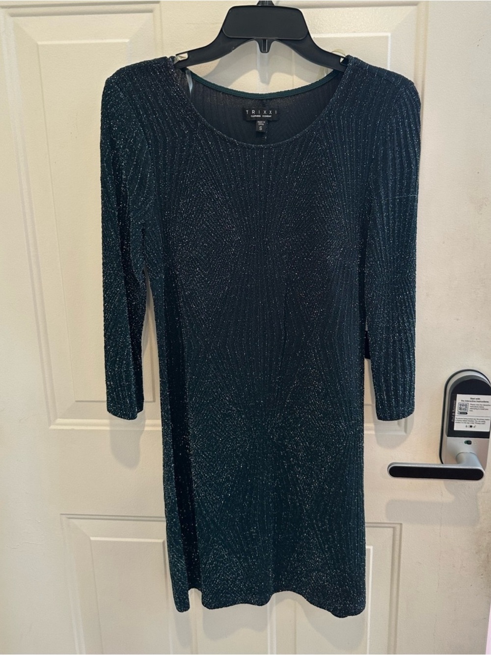 Trixxi Black Metallic Ribbed Midi Dress
